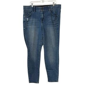 Lane Bryant 20 Skinny Jeans Medium Wash Stretch High Rise Distressed